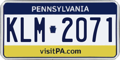 PA license plate KLM2071