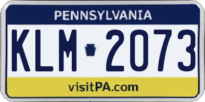 PA license plate KLM2073