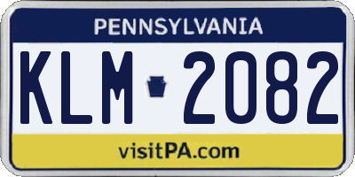 PA license plate KLM2082
