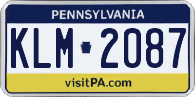 PA license plate KLM2087