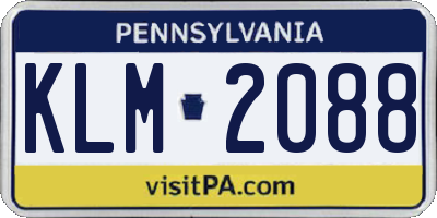 PA license plate KLM2088