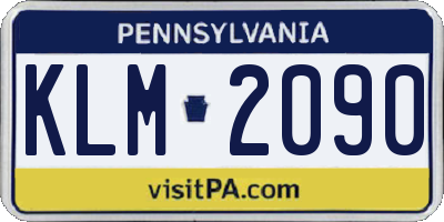 PA license plate KLM2090