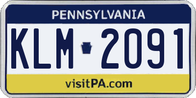 PA license plate KLM2091