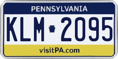 PA license plate KLM2095