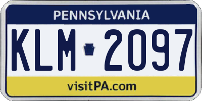PA license plate KLM2097