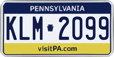 PA license plate KLM2099