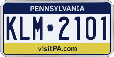 PA license plate KLM2101