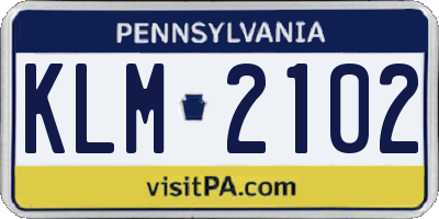 PA license plate KLM2102