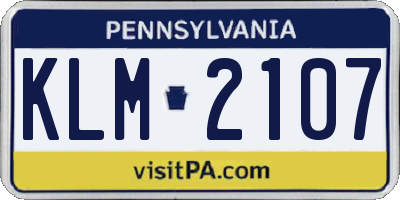 PA license plate KLM2107