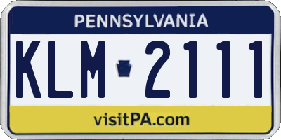 PA license plate KLM2111