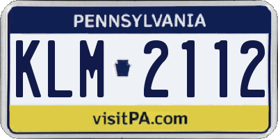 PA license plate KLM2112