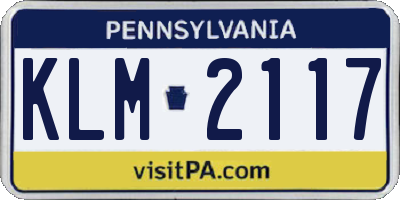 PA license plate KLM2117
