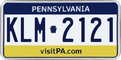 PA license plate KLM2121