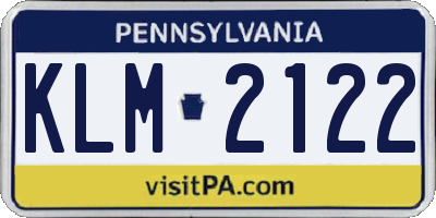 PA license plate KLM2122