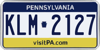 PA license plate KLM2127