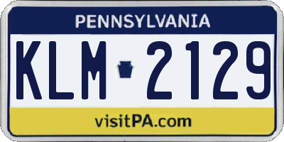 PA license plate KLM2129