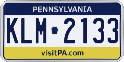 PA license plate KLM2133