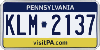 PA license plate KLM2137