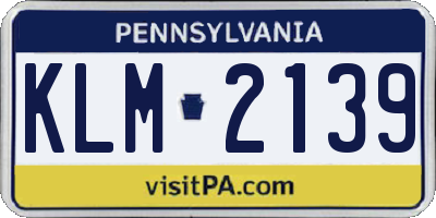 PA license plate KLM2139