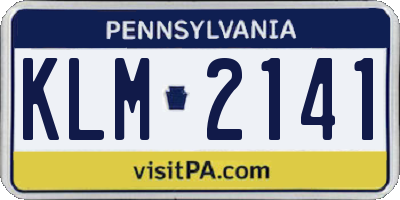 PA license plate KLM2141