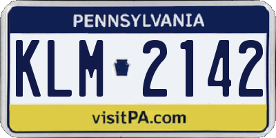 PA license plate KLM2142