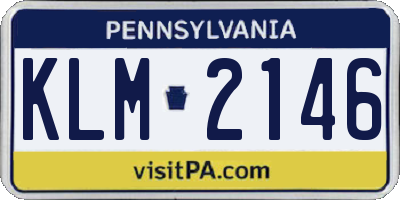 PA license plate KLM2146