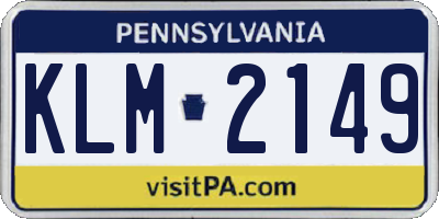 PA license plate KLM2149