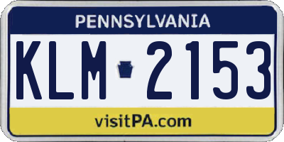 PA license plate KLM2153