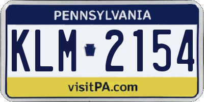 PA license plate KLM2154