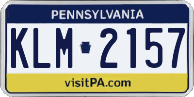 PA license plate KLM2157
