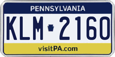 PA license plate KLM2160