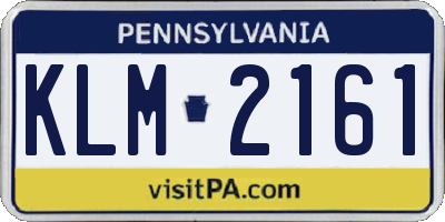 PA license plate KLM2161