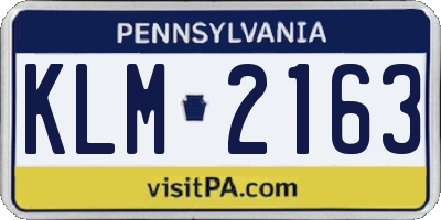 PA license plate KLM2163