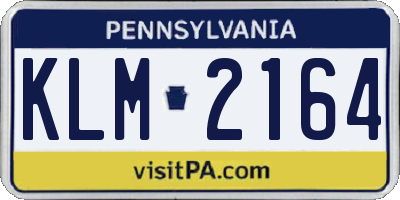 PA license plate KLM2164