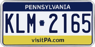 PA license plate KLM2165