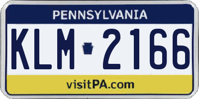 PA license plate KLM2166