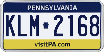 PA license plate KLM2168