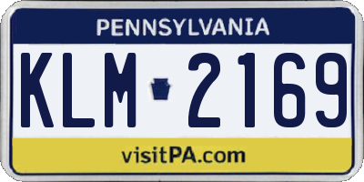PA license plate KLM2169