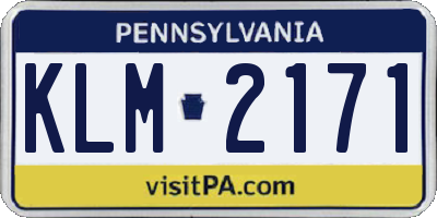 PA license plate KLM2171