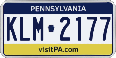 PA license plate KLM2177