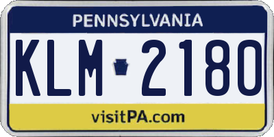 PA license plate KLM2180