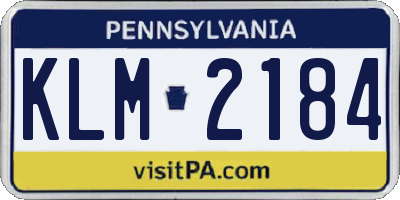 PA license plate KLM2184