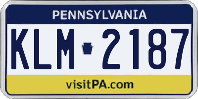 PA license plate KLM2187