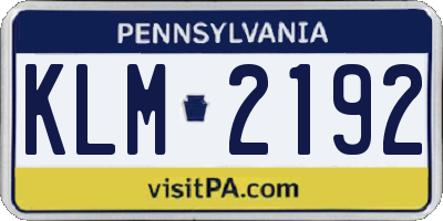 PA license plate KLM2192