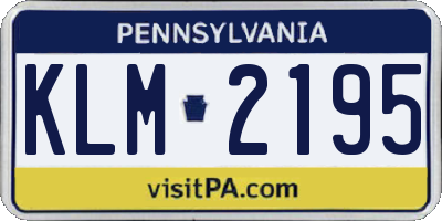 PA license plate KLM2195