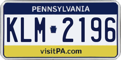 PA license plate KLM2196