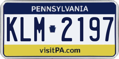PA license plate KLM2197