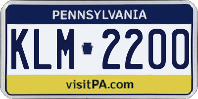 PA license plate KLM2200