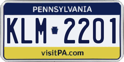 PA license plate KLM2201