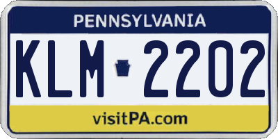 PA license plate KLM2202